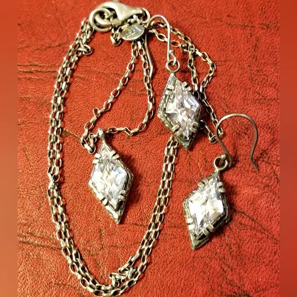 Silpada Sterling Silver & Zirconia Necklace & Earrings SET - Picture 7 of 10